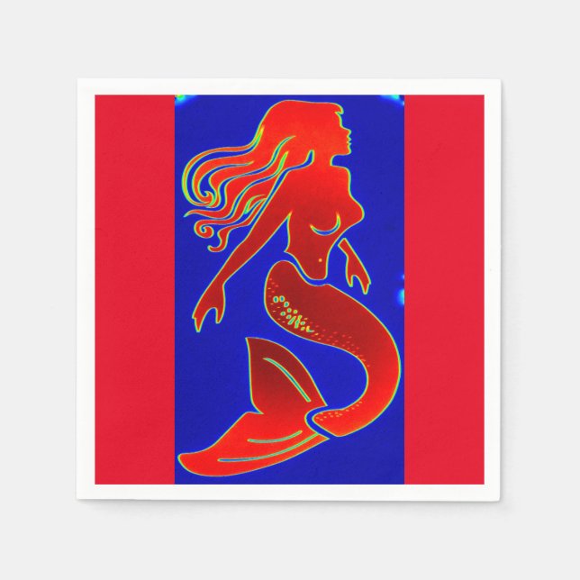red pin-up mermaid napkin (Front)