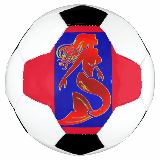 red pin-up mermaid soccer ball (Front)