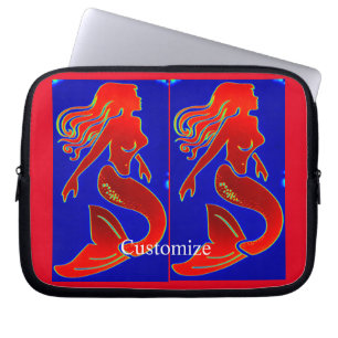 Red pin-up mermaids laptop sleeve