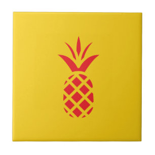 Red Pine Apple in Yellow. Ceramic Tile