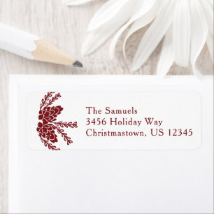 Red Pinecones Holiday Return Address Label