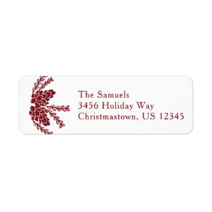 Red Pinecones Holiday Return Address Label
