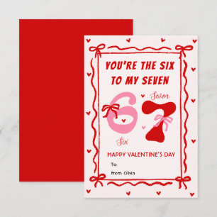 Red Pink 6 7 Meme Coquette Bow Valentines Day Card