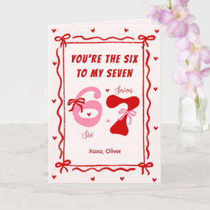 Red Pink 6 7 Meme Coquette Bow Valentines Day Card