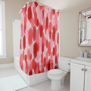 Red Pink Abstract Brushstrokes Pattern Shower Curtain
