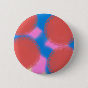 red pink and blue 56789 abstract art 6 cm round badge