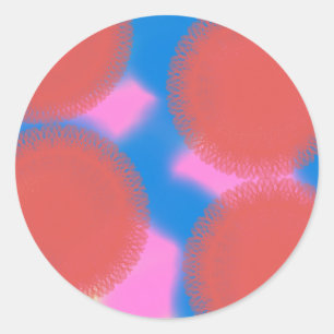 red pink and blue 56789 abstract art classic round sticker