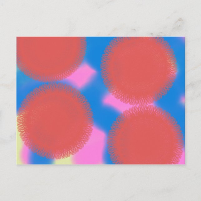 red pink and blue 56789 abstract art postcard (Front)