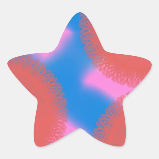 red pink and blue 56789 abstract art star sticker (Front)