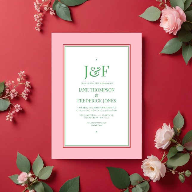 Red, Pink and Green Wedding Invitation (Red, Pink and Green Wedding Invitation)