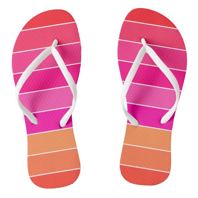 Red, Pink and Orange Stripes Thongs (Footbed)