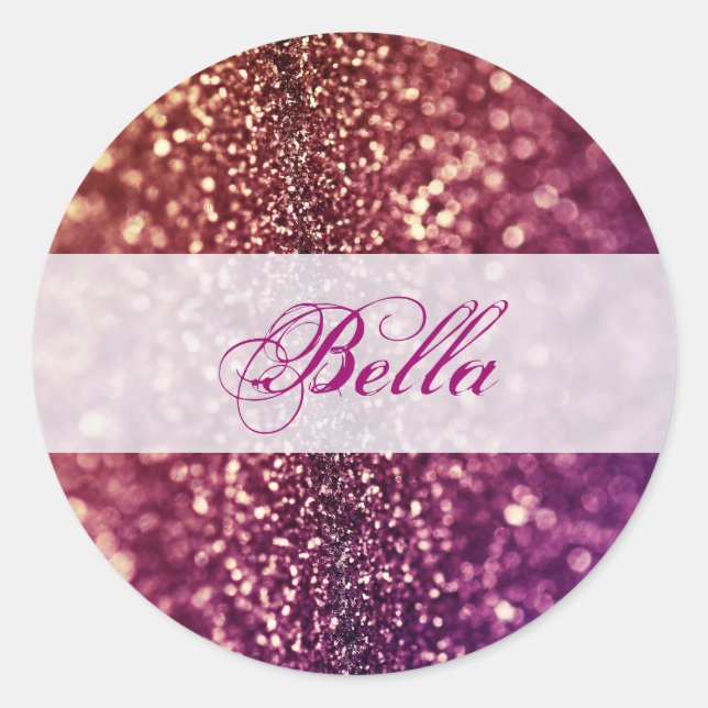 Red Pink and Purple Sparkle Diva Glitter Design Classic Round Sticker (Front)
