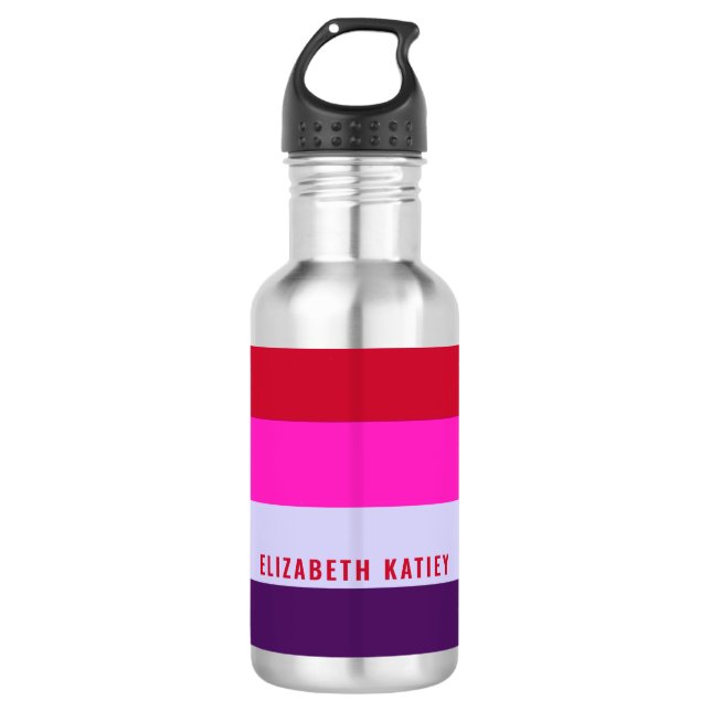 Red, Pink and Purple Stripes Pattern  710 Ml Water Bottle (Front)