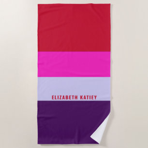 Red, Pink and Purple Stripes Pattern  Beach Towel