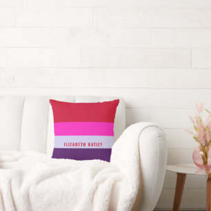 Red, Pink and Purple Stripes Pattern  Cushion