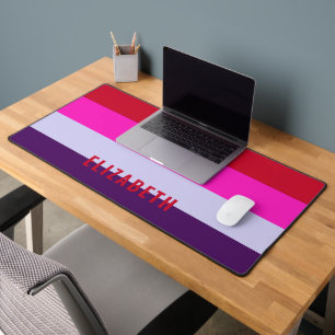 Red, Pink and Purple Stripes Pattern  Desk Mat