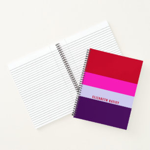 Red, Pink and Purple Stripes Pattern Notebook