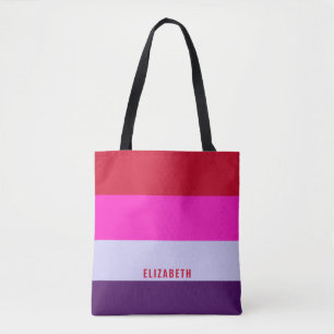 Red, Pink and Purple Stripes Pattern Tote Bag