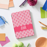 Red pink and white chevron damask custom name  iPad pro cover<br><div class="desc">Bold angular patterned case cover in bright red dark pink and white. Personalise wit your own name. Pattern and design by www.mylittleeden.com</div>
