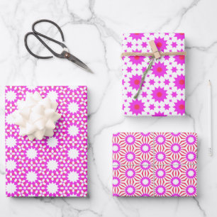 Red, Pink and White Stars Wrapping Paper Sheet