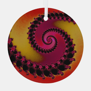 Red Pink and Yellow Spiral Fractal Suncatcher Glass Tree Decoration