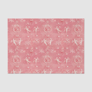 Red Pink Antique Cupid Angels and Hearts Tissue Paper