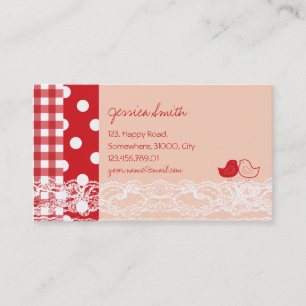 Red & Pink Birds Scrapbook Lace Cute Profile Card
