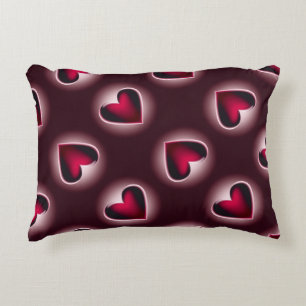Red Pink Black Heart Pattern Decorative Cushion