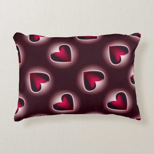 Red Pink Black Heart Pattern Decorative Cushion (Front)