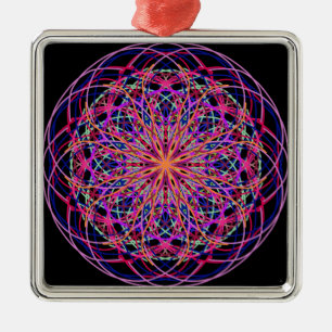 Red Pink Black Kaleidoscope Mandala Art Metal Tree Decoration