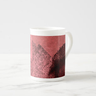 Red pink black love inspired abstract painting art bone china mug
