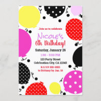 Red Pink Black Polka Dot Balloons Birthday Party