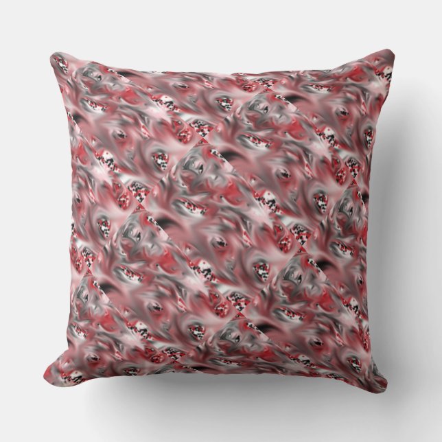 Red, Pink, Black, & White Smear Design Pillow (Front)