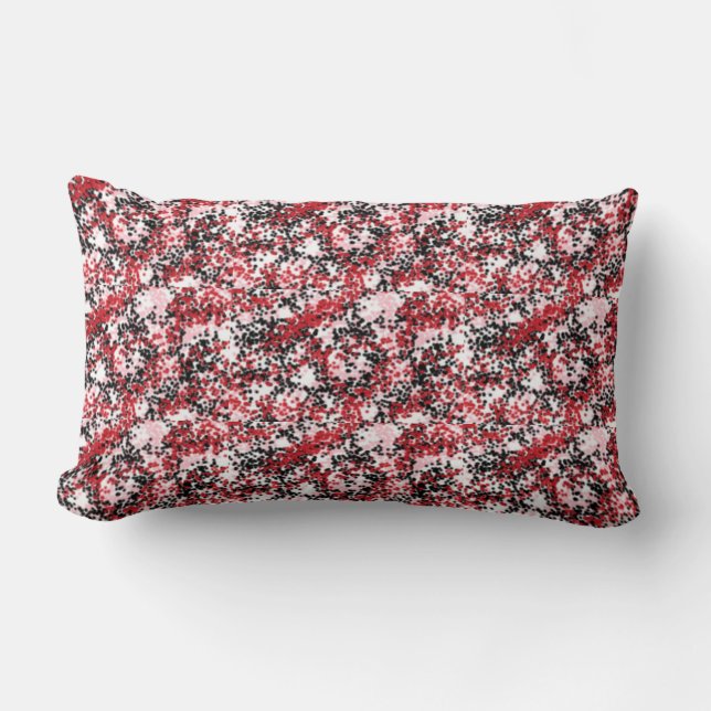 Red, Pink, Black, White Splatter Design Pillow (Front)
