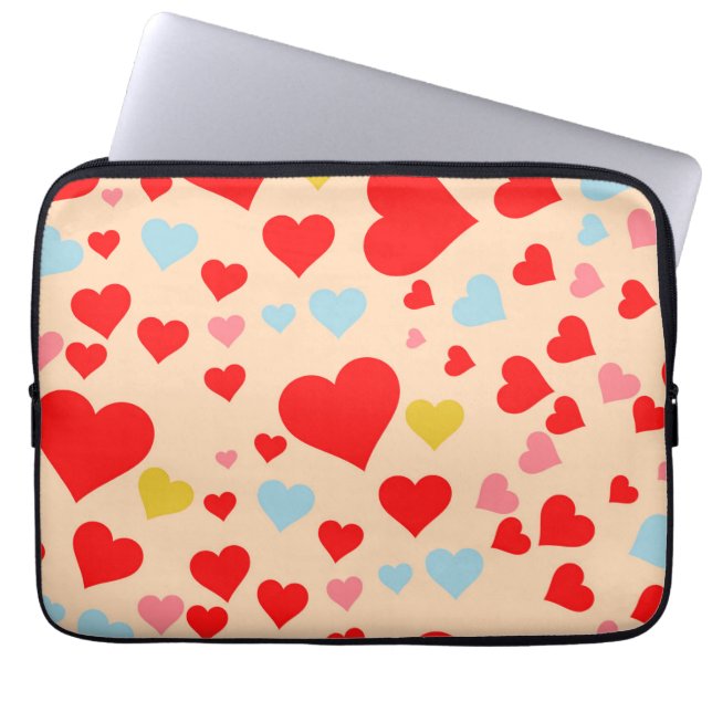 Red Pink Blue Colourful Simple Heart Y2K Pattern Laptop Sleeve (Front)