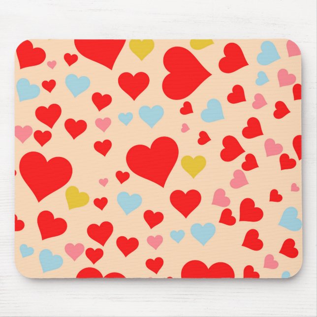 Red Pink Blue Colourful Simple Heart Y2K Pattern Mouse Pad (Front)