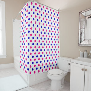 Red Pink Blue Polka Dot Pattern Shower Curtain