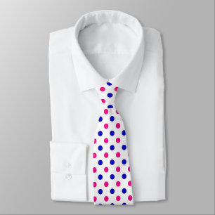 Red Pink Blue Polka Dot Pattern Tie
