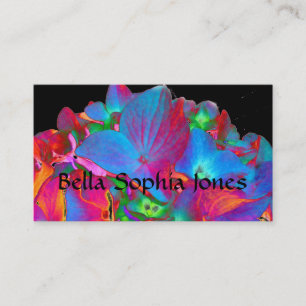 Red pink blue purple floral colourful floral business card
