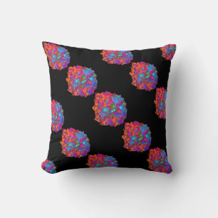 Red pink blue purple floral colourful floral cushion
