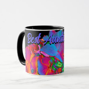 Red pink blue purple floral colourful floral mug