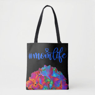 Red pink blue purple floral colourful floral tote bag