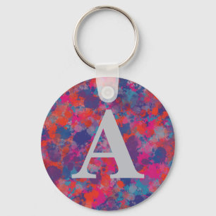 Red Pink Blue Purple Modern Colourful Drops Key Ring