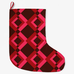 Red, pink, bold, lively, cool, trendy geometric large christmas stocking