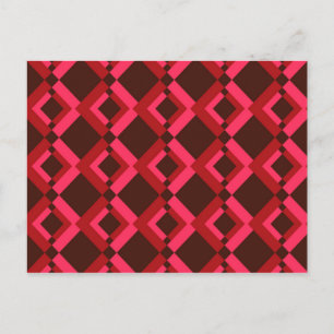 Red, pink, bold, lively, cool, trendy geometric postcard