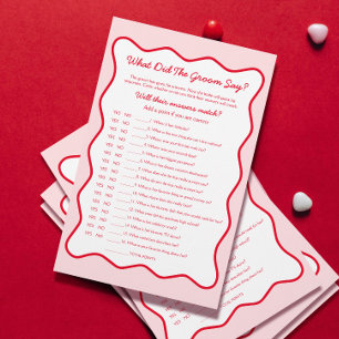 Red Pink Bridal Shower Game What Did the Groom Say
