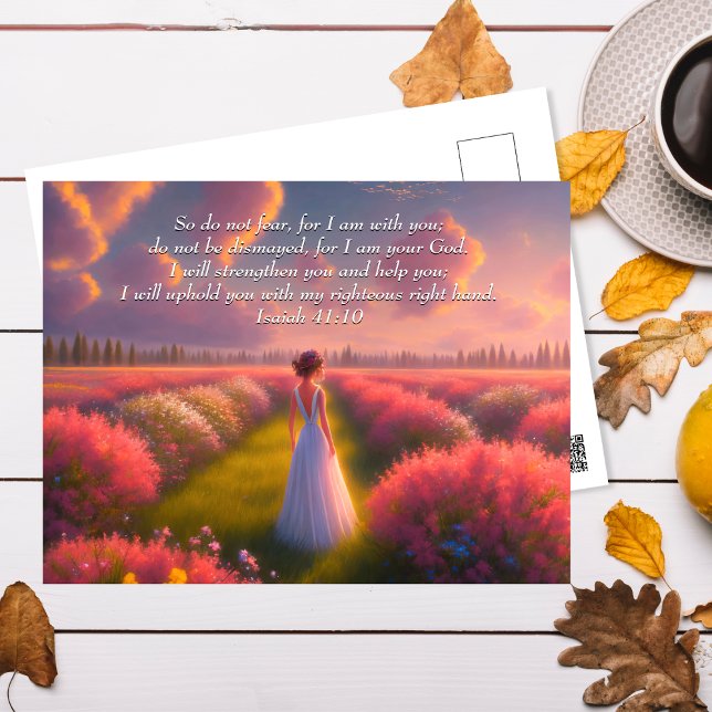 Red PInk Bushes Garden bible verse from Isaiah Postcard (Creator Uploaded)