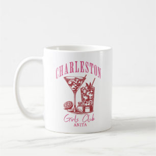 red pink charleston bachelorette coffee mug