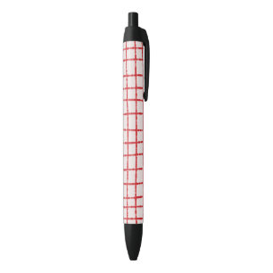 Red Pink Check Pattern Bold and Stylish Black Ink Pen