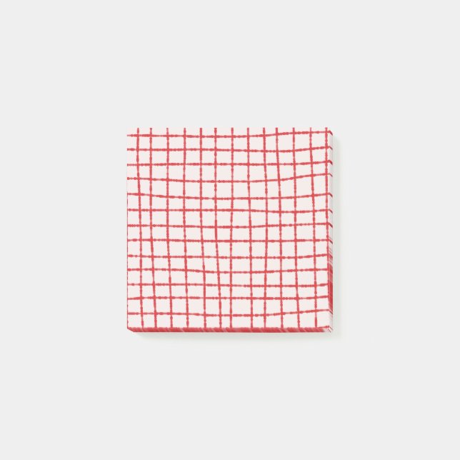 Red Pink Check Pattern Bold and Stylish Post-it Notes (Front)